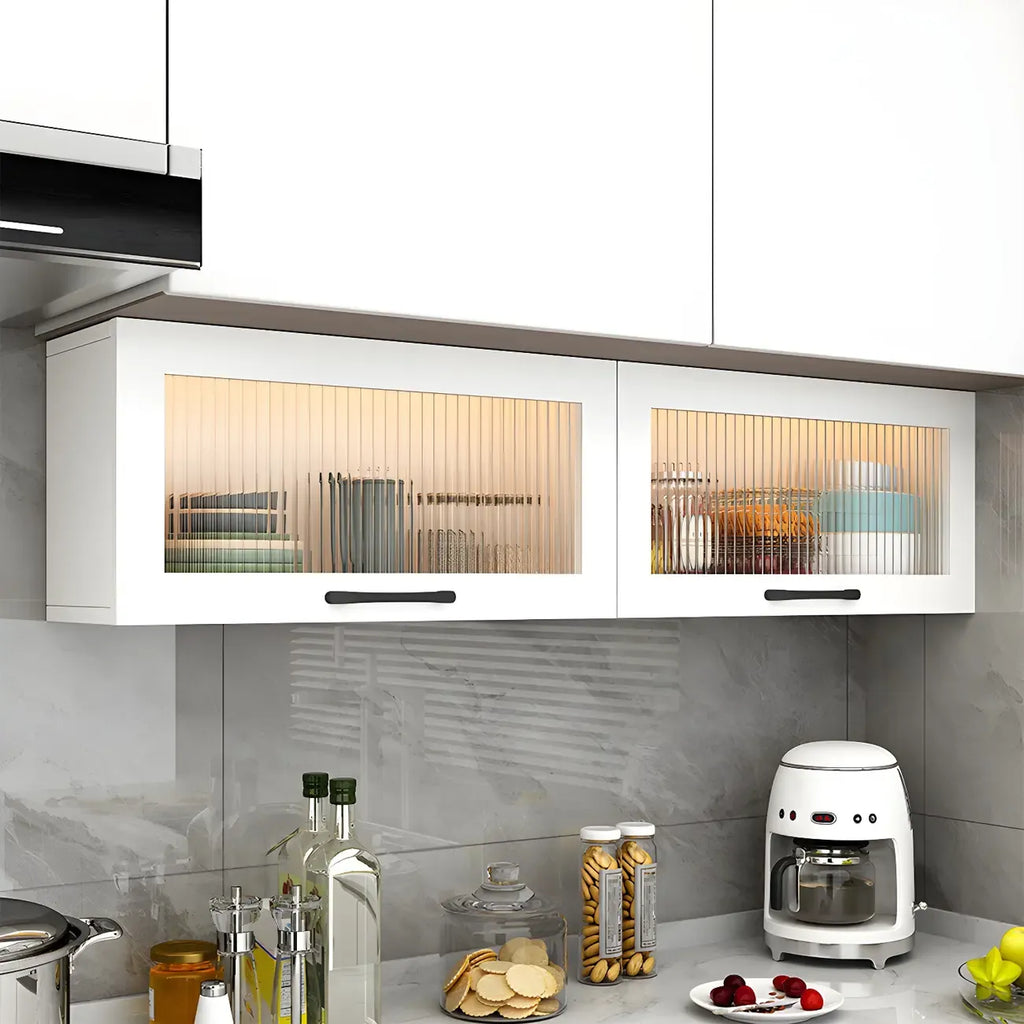 Vaisseliers de cuisine blancs en bois à fixation murale