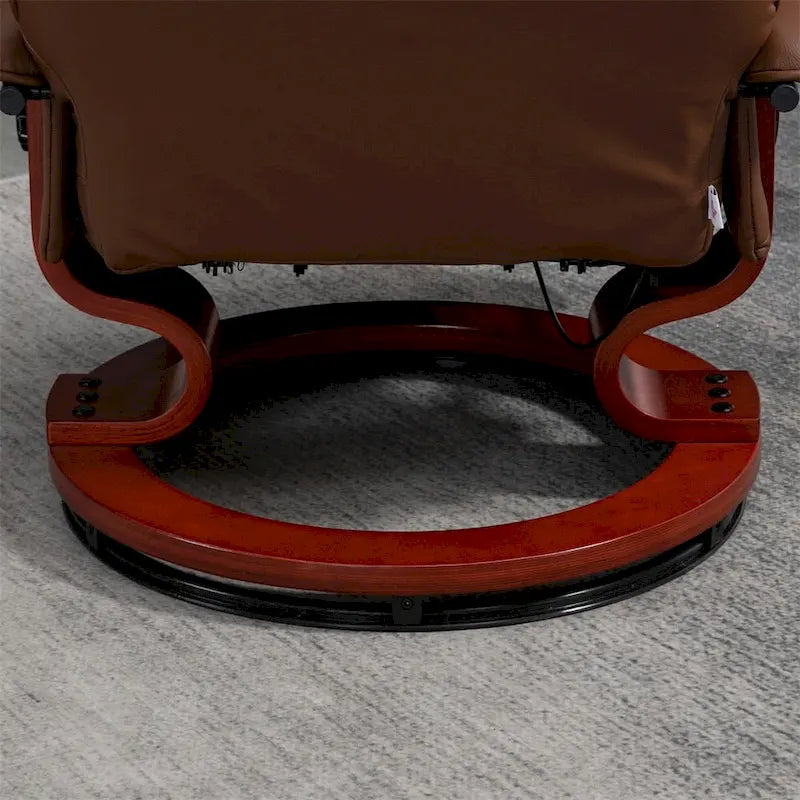 Fauteuil de relaxation pivotant en cuir réglable avec repose-pieds et accoudoirs