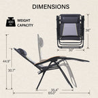 Fauteuil de relaxation zéro gravité XL surdimensionné et rembourré, avec accoudoirs plus larges, inclinable et porte-gobelet - N/A