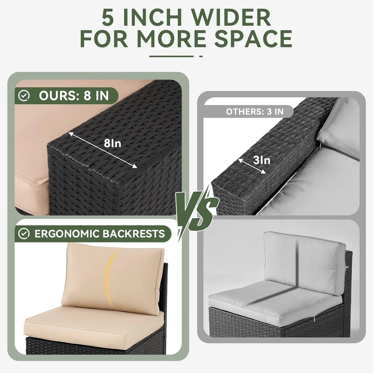 Ensembles de meubles de patio extérieurs avec coussin épais de 10 cm