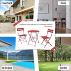 Ensemble bistro pliant 3 pièces en métal, ensemble de conversation intérieur/extérieur résistant aux intempéries pour patio, cour, jardin