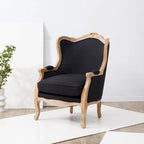 Fauteuil à oreilles Kali en chêne et lin naturel SAFAVIEH Couture - 34Lx34Px40H