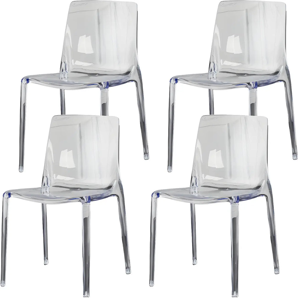 Chaise de salle à manger en acrylique ambré sans accoudoirs et à dossier bas