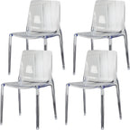 Chaise de salle à manger en acrylique ambré sans accoudoirs et à dossier bas