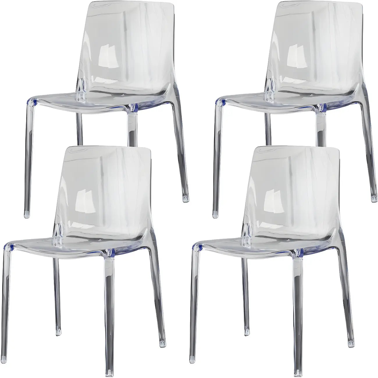 Chaise de salle à manger en acrylique ambré sans accoudoirs et à dossier bas