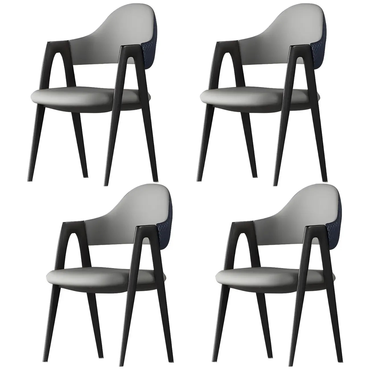 Chaise de salle à manger en cuir moderne avec dossier incurvé et ouvert